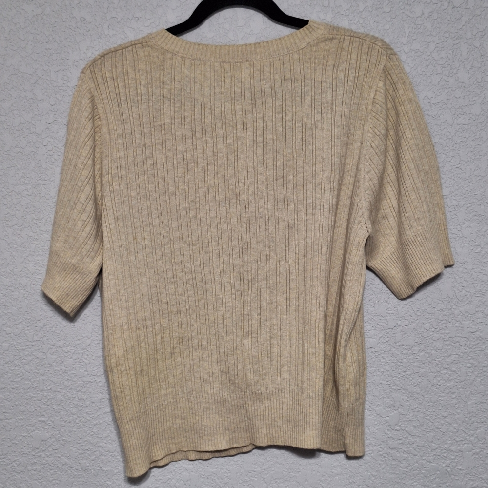Croft & Barrow Luxe Ribbed Knit Cardigan Beige XL Minimalist Capsule Top - Picture 3 of 6